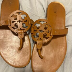 Tory Burch Tan Sandals with Iconic Medallion